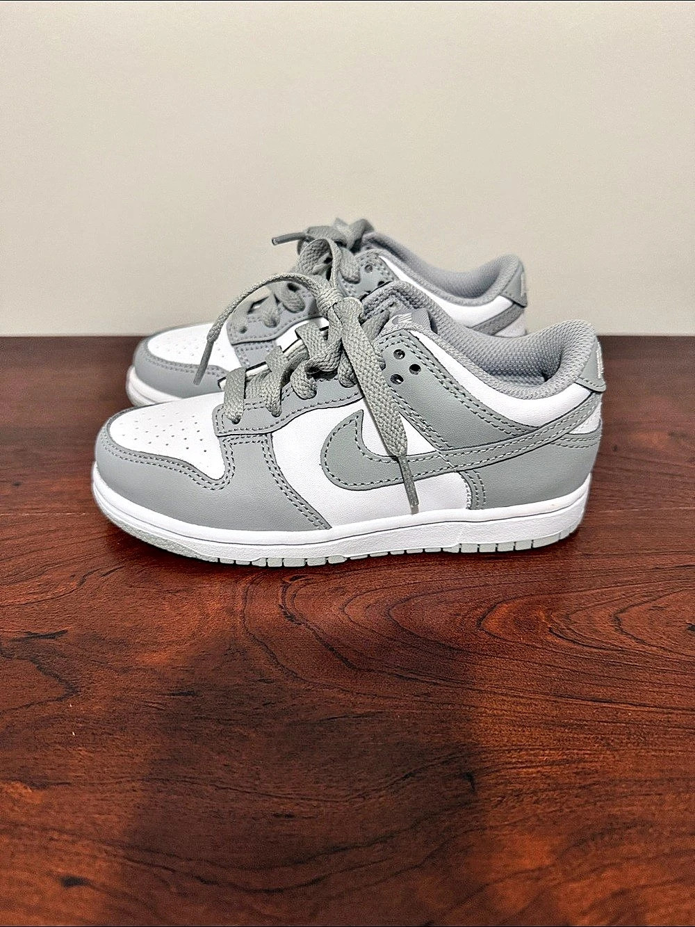 Nike Dunk Low Sneakers in White & Gray NWOT